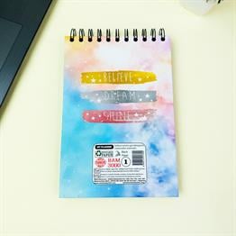 Believe Dream Shine Tasarımlı 21x14Cm Üstten Spiralli Siyah Yaprak Sketch Book - Eskiz Defteri