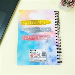 Believe Dream Shine Tasarımlı 23x16Cm  Siyah Yaprak Sketch Book - Eskiz Defteri
