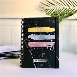 Believe Dream Shıne Tasarımlı Sert Kapaklı Lastikli Sprelli Tarihsiz Akademik Haftalık Planlayıcı