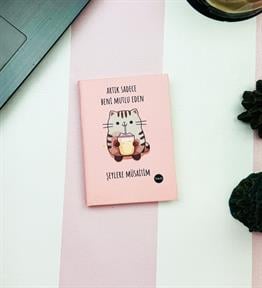Beni Mutlu Eden Şeylere Müsaitim Tasarımlı Sert Kapaklı Mini Defter