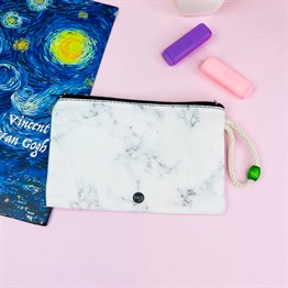 White Marble Cloth Pencil Case