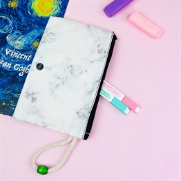 White Marble Cloth Pencil Case