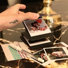 White Marble Mini Photo Album w/Stickers
