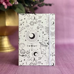 Beyaz Tarot Tasarımlı Lastikli Defter
