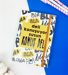 Bla Bla Bla Tasarımlı Lastikli Defter