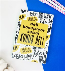 Bla Bla Bla Tasarımlı Lastikli Defter