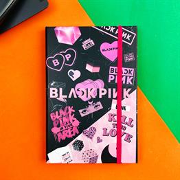 Black Pink 4 Tasarımlı Lastikli Defter