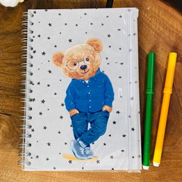 Blue Bear Tasarımlı Çanta Kapaklı Spiralli Defter