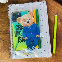 Blue Bear Tasarımlı Çanta Kapaklı Spiralli Defter