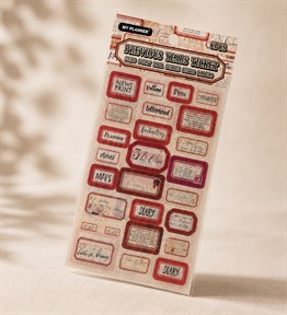 BM-2597 Retro Etiket Scrapbook Sticker Seti 6 Sayfa x 12