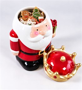 BM-2690 Yılbaşı Kral Noel Baba Seramik Kurabiye Kavanozu 26 x 12 cm