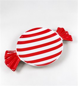 BM-2706 Yılbaşı Şeker Figürlü Seramik Sunum Tabağı 25,5 x 15,5 cm