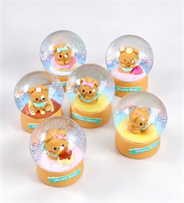 BM-2718 Ayıcık Midi Boy Peluşlu Işıklı Kar Küresi x 6