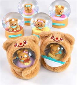 BM-2718 Ayıcık Midi Boy Peluşlu Işıklı Kar Küresi x 6
