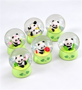 BM-2719 Panda Midi Boy Peluşlu Işıklı Kar Küresi x 6