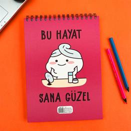 Bu Hayat Sana Güzel Tasarımlı 30x21 Cm Eskiz Defteri 270 Gr