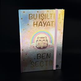 Bu Işıltılı Hayatı Ben Seçtim Tasarımlı Metal Kapaklı Lastikli Defter