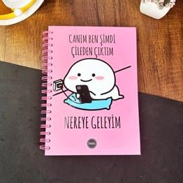 Canım Ben Şimdi Çileden Çıktım Tasarımlı Çizgili Spiralli Defter 