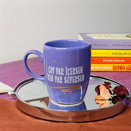 Çay Var İçersen Ben Var Seversen Purple Printed Mug