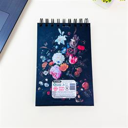 Çiçek Art Tasarımlı 17x12Cm Siyah Yaprak Sketch Book - Eskiz Defteri