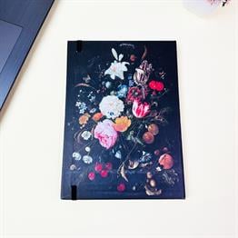 Çiçek Art Tasarımlı 21x14Cm Siyah Yaprak Sketch Book - Eskiz Defteri