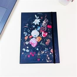Çiçek Art Tasarımlı 21x14Cm Siyah Yaprak Sketch Book - Eskiz Defteri