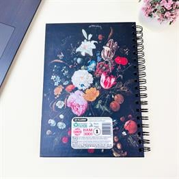 Çiçek Art Tasarımlı 23x16Cm  Siyah Yaprak Sketch Book - Eskiz Defteri