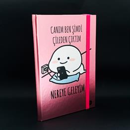Çileden Çıktım Tasarımlı Metal Kapaklı Lastikli Defter