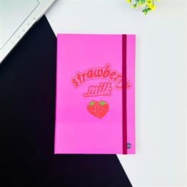 Çilek Tasarımlı Lastikli Defter