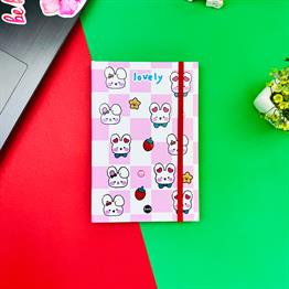 Çilekli Tavşan Tasarımlı Lastikli Defter