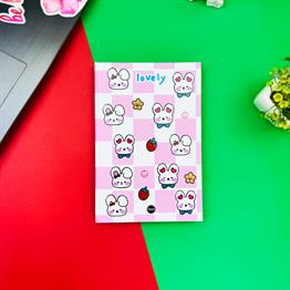 Çilekli Tavşan Tasarımlı Lastikli Defter