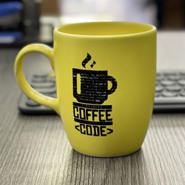 Coffee Code Yellow Printed Mug