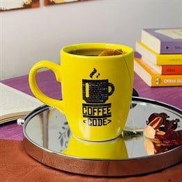 Coffee Code Yellow Printed Mug