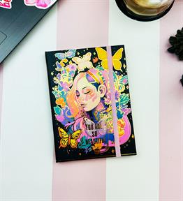 Çok Güzelsin Tasarımlı Lastikli Defter