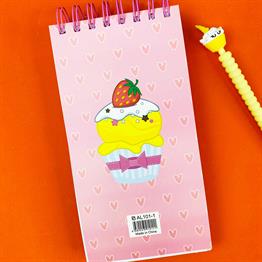 Cupcake Tasarımlı Kabartmalı Defter