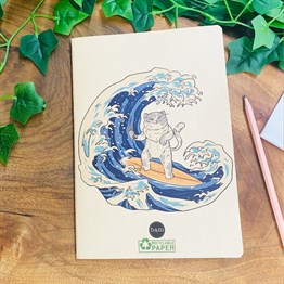 Dalga Kedi Art Tasarımlı Dönüşümlü Kraft Defter