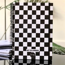 Dama Tasarımlı Sert Kapaklı Lastikli Sprelli Tarihsiz Akademik Haftalık Planlayıcı