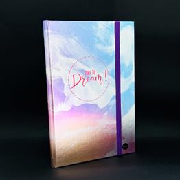 Dare To Dream Tasarımlı Metal Kapaklı Lastikli Defter