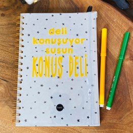 Deli Konuşuyor Susun Tasarımlı Çanta Kapaklı Spiralli Defter