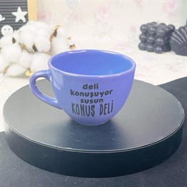 Deli Konuşuyor Susun Tasarımlı Mor Çay Fincanı Toptan