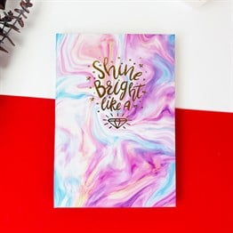 Elmas Mottolu Tasarım Lastikli Defter