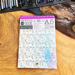 Face Art Tasarımlı A5 Sketch Book - Eskiz Defteri