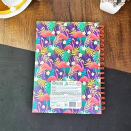 Flamingo Motto Tasarımlı Çizgili Spiralli Defter 