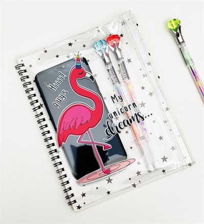 Flamingo Tasarımlı Çanta Kapaklı Defter