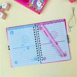 Flamingo Tasarımlı Kilitli Günlük Defter Ve Kalem Set