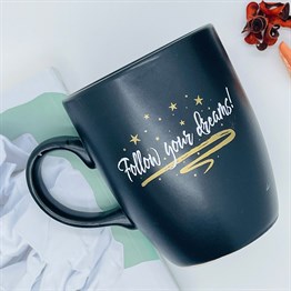 Follow Your Dreams Black Printed Mug
