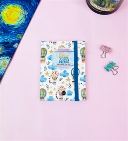 Follow Your Dreams Balon Tasarımlı Sert Kapaklı Lastikli Mini Defter