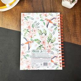 Follow Your Dreams Çiçek Tasarımlı Çizgili Spiralli Defter 