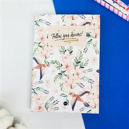 Follow Your Dreams Çiçek Tasarımlı Lastikli Defter