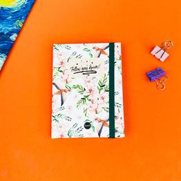 Follow Your Dreams Çiçek Tasarımlı Sert Kapaklı Mini Defter